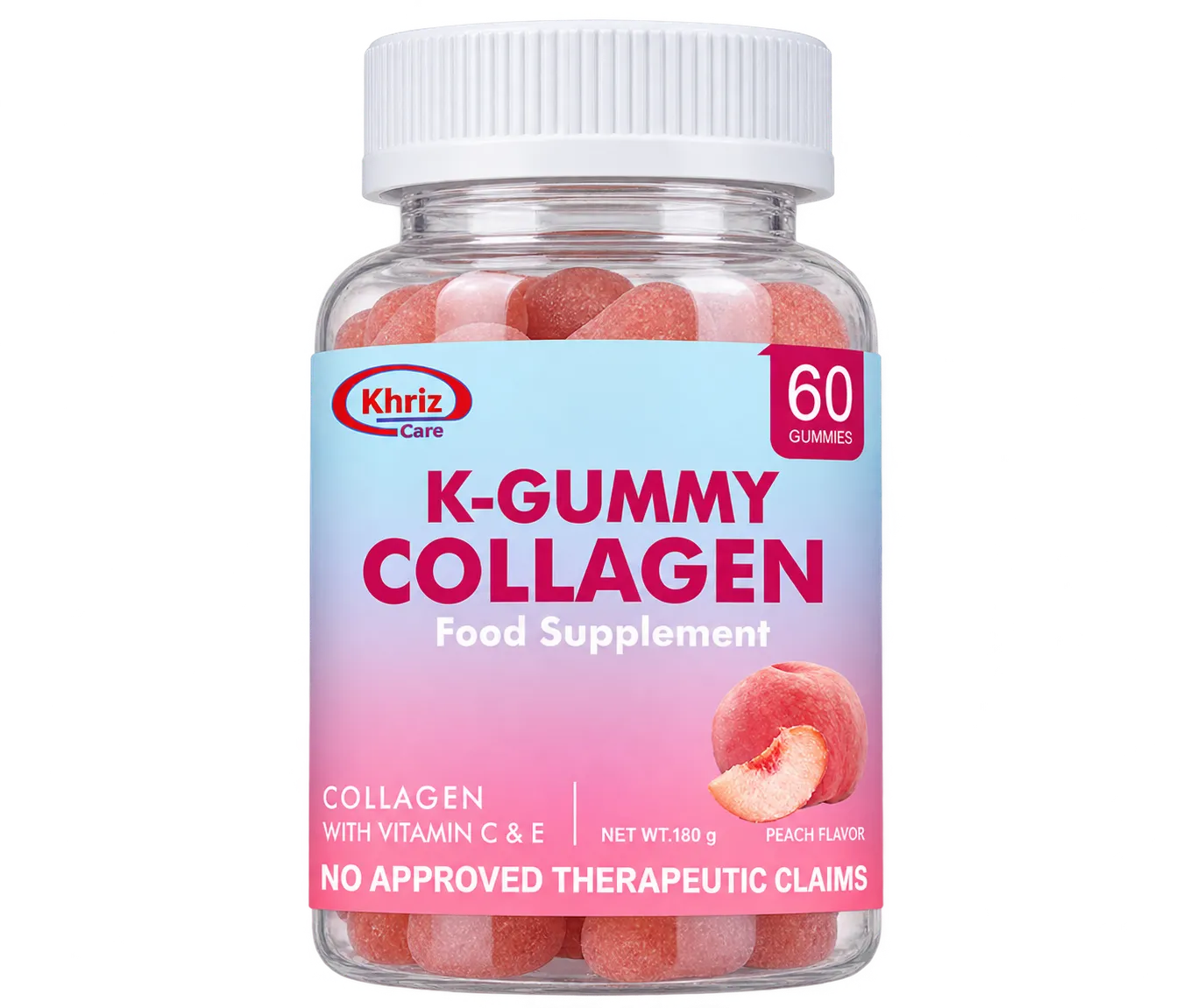 K Gummy Collagen bottle, hydrolyzed collagen food supplement gummies