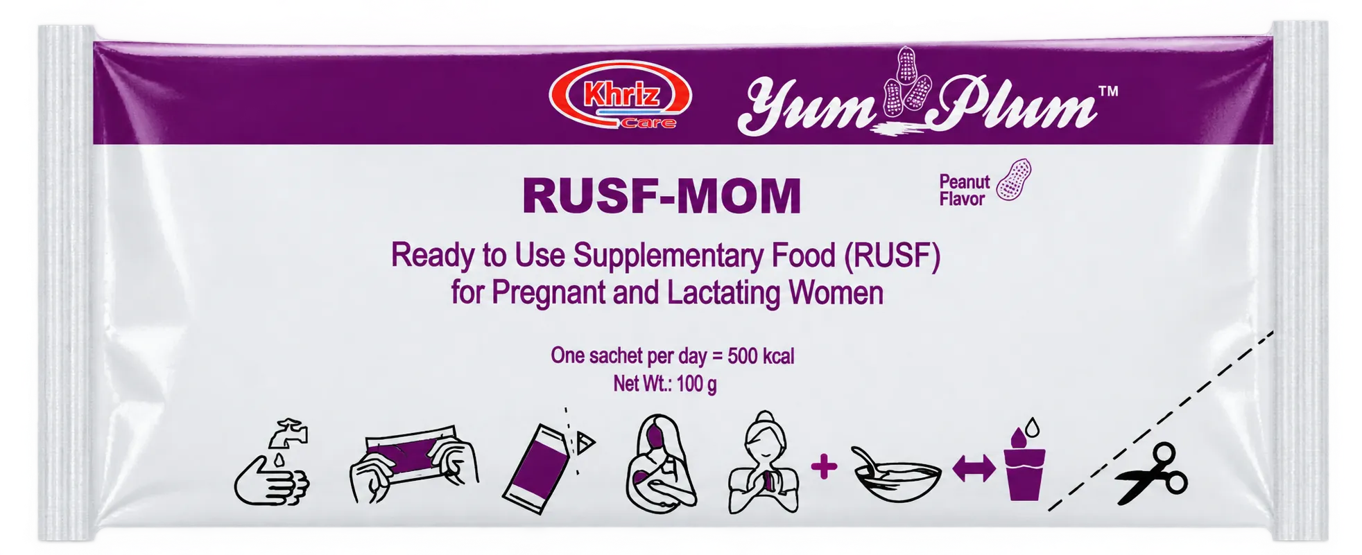 Khriz Care Yum Plum RUSF-MOM sachet, ready-to-use supplementary food