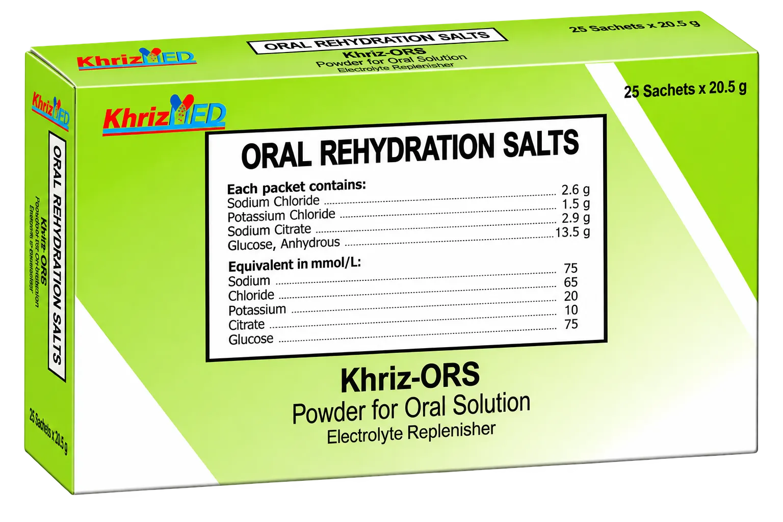 Khriz-ORS carton, oral rehydration salts powder for oral solution
