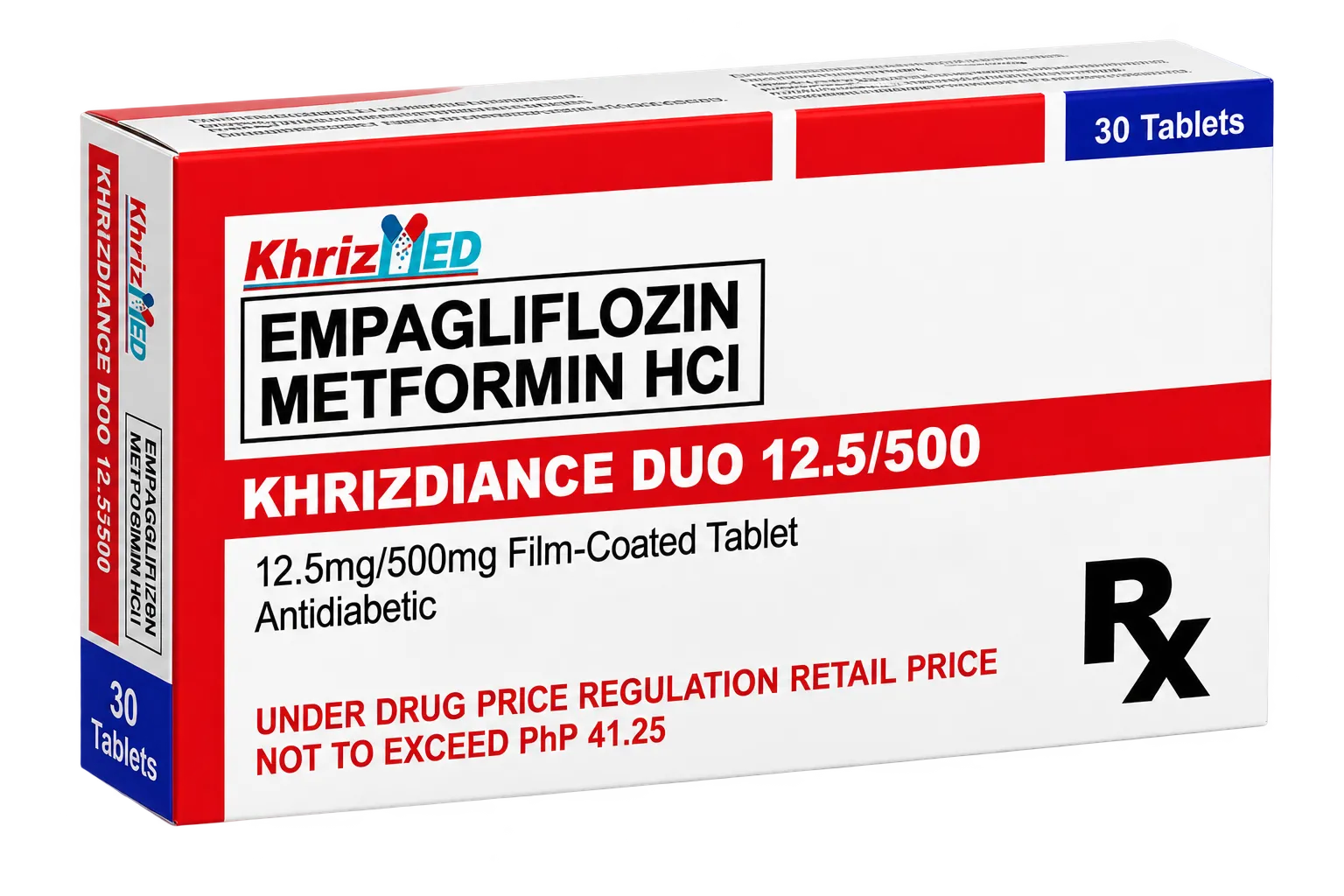 Khrizdiance Duo carton, Empagliflozin plus Metformin HCl 12.5 mg/500 mg film-coated tablet