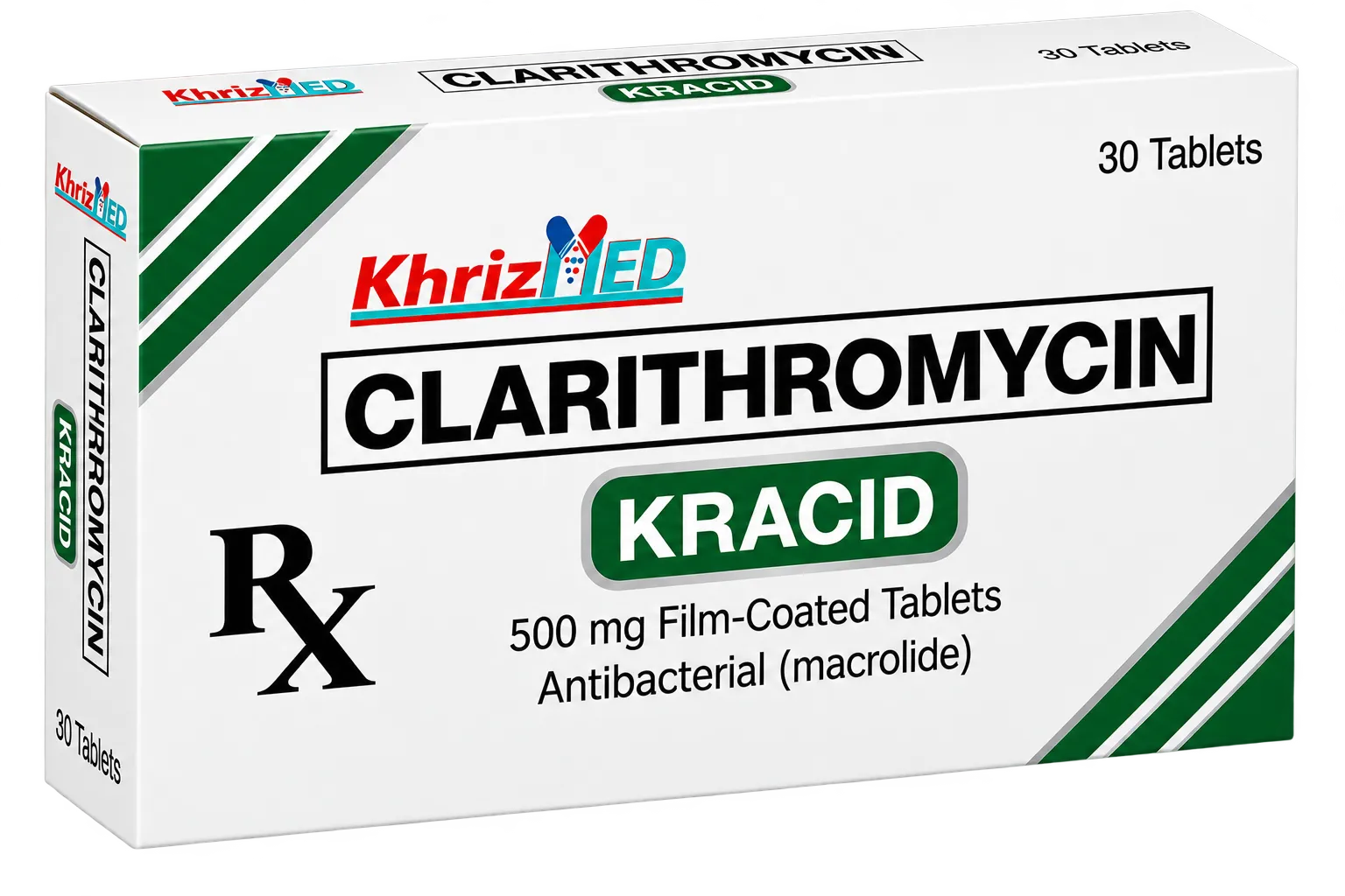 Kracid carton, Clarithromycin 500 mg film-coated tablets