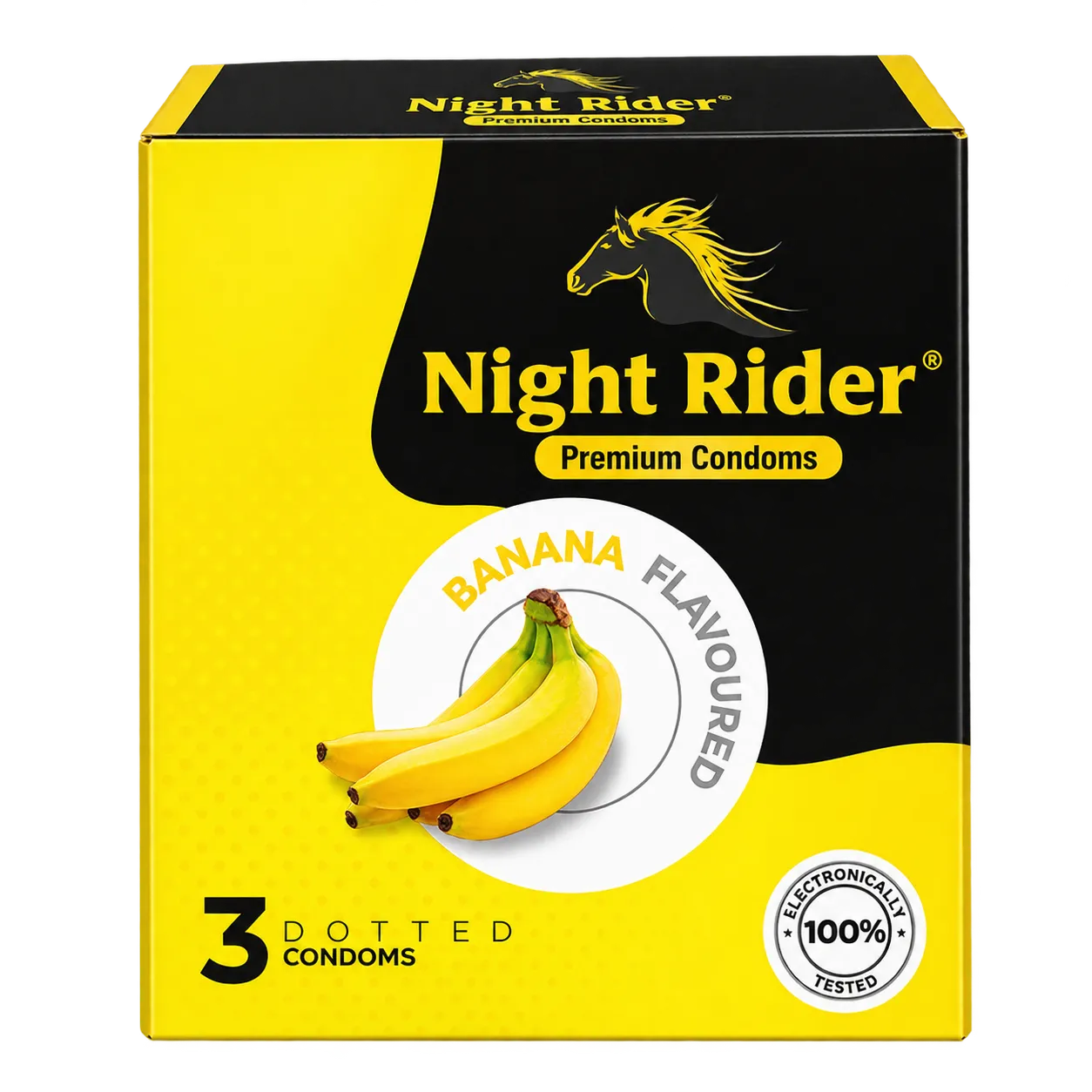 Night Rider Dotted banana flavoured condom, box of 3