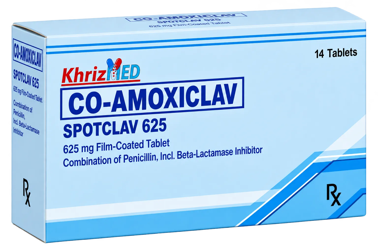 Spotclav 625 carton, Co-Amoxiclav 625 mg film-coated tablet