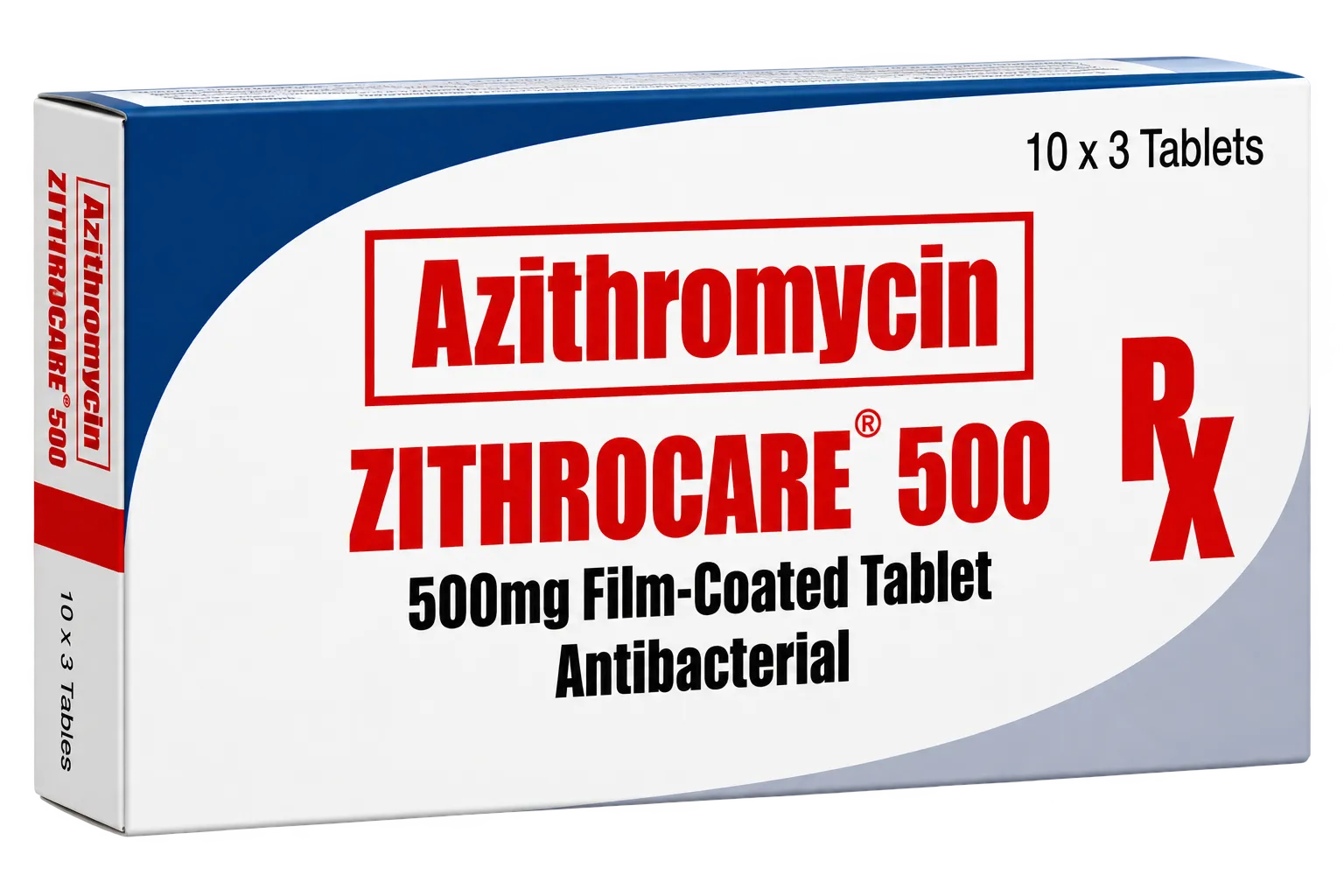 Zithrocare 500 carton, Azithromycin 500 mg film-coated tablet